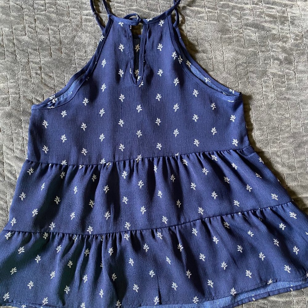 Navy Patterned Blouse - image 2